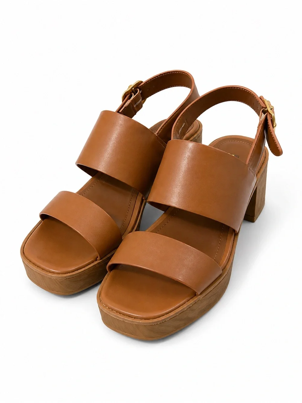 AEROSOLES Cognac Double-Strap Platform Sandal